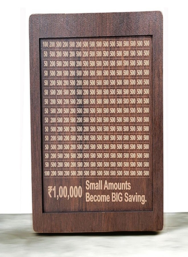 LINGAZ Wooden Piggy Bank for Kids & Adults, Coin Box with Carved Design, Savings Box, Mini Bank, Donation Box, Smart Money Box,Money Saving Box for Adults, Large Capacity 100000 Coins Storage - Image 1